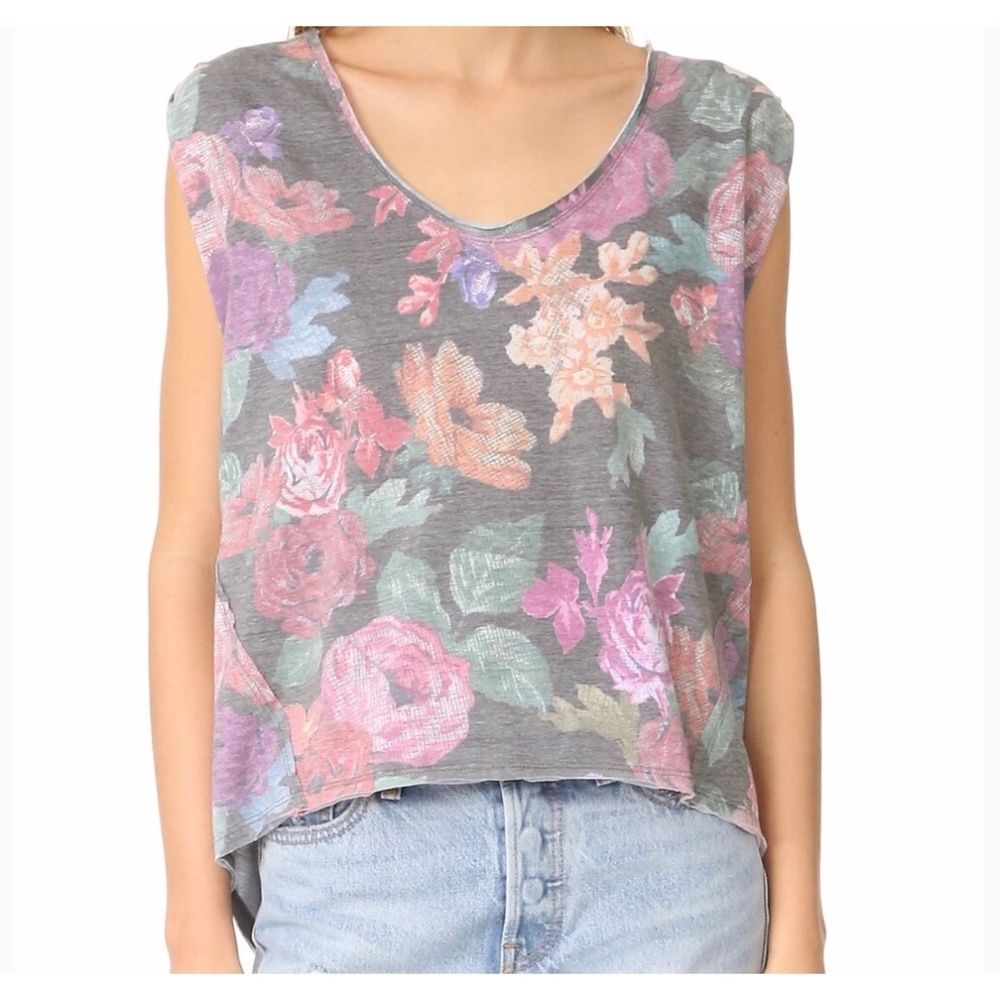 FP WTF UO Pastel Floral Flattering Boxy Tank Top Soft Sleeveless Shirt